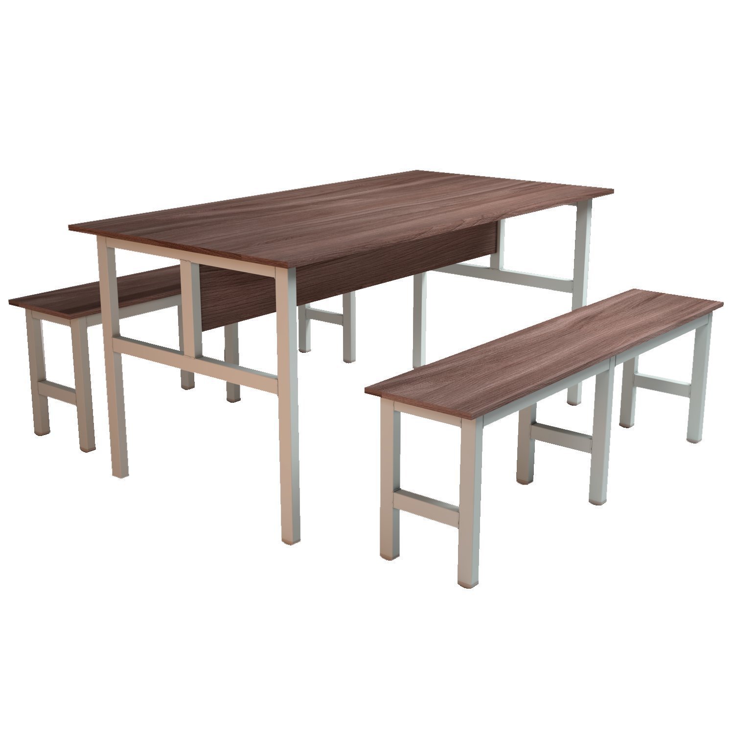 Mesa Refeitório 6 Lugares Com 2 Bancos Metal Wood Design