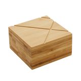 Saleiro Quadrado De Bambu Com Tampa 13cm X 13cm X 7cm