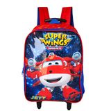 Mochila Escolar Rodinhas Avião Super Wings Infantil Vermelho