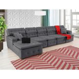 Sofá Retrátil e Chaise Orlando 420x210 Chumbo
