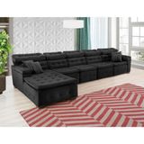 Sofá Retrátil e Chaise Orlando 420x210 Preto