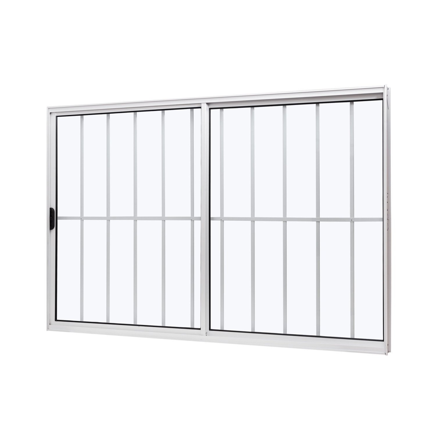 Janela De Aluminio De Correr Lateral 100x150cm 2 Folhas Com Grade E Vidro Liso Slim Modularramassol Branco