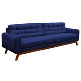 Sofá 3 Lugares Sala de Estar Eros 180cm Veludo Azul Bic