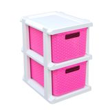 Gaveteiro Ratan Rosa Organizador 2 Gavetas Cod.1036
