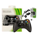 Controle Manete Sem Fio + Kit Bateria Compatível Xbox 360