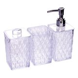 Kit Acessórios Para Banheiro Lavabo Glamour 3 Peças Cristal