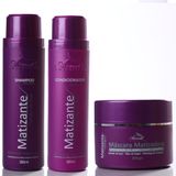 Kit Shampoo, Condicionador e Mascara Matizante Extrato de Açai Aramath Home Care