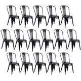 Kit 16 Cadeiras Design Industrial Preto Semibrilho