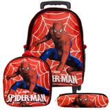 Mochila Infantil Spider Man Rodinha Lancheira Estojo Tn