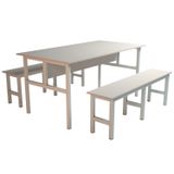 Mesa Refeitório 6 Lugares Com 2 Bancos Metal Wood Design