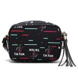 Bolsa Feminina Transversal De Lado Notas Musicais Preto