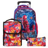 Mochila Masculina Infantil Rodinha Spider Lancheira Estojo