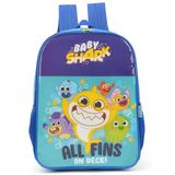 Mochila Escolar De Alças Baby Shark Infantil Tubarão Azul