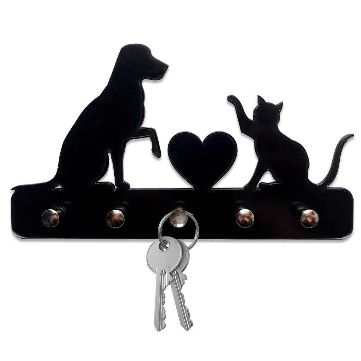 Porta Chaves Amor Cachorro E Gato Decoração Criativa