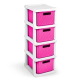 Gaveteiro Ratan Rosa Organizador 4 Gavetas Cod.1052