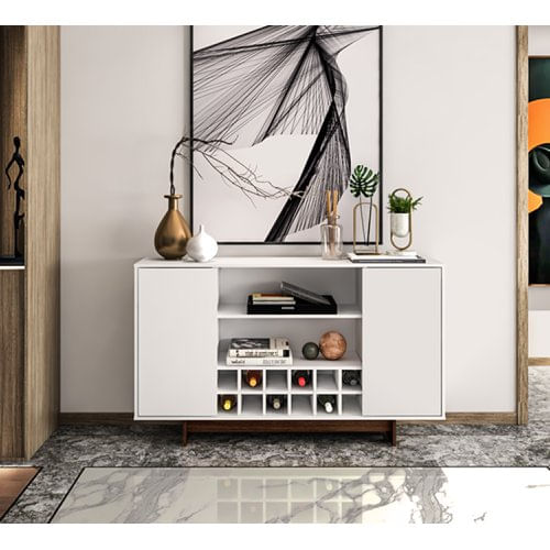 Buffet 2 Portas com Adega Richmond Elaborart Design Branco/Tannat