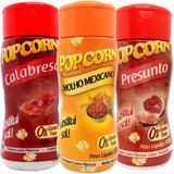 Combo 3 Temperos Para Pipoca Popcorn Sabores - Calabresa, Presunto E Molho Mexicano
