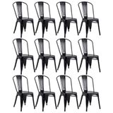 Kit 12 Cadeiras Design Industrial Preto Semibrilho