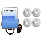 Led Piscina Kit 4 Led Rgb 9w Luxpool + Central Comando +