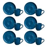 Conjunto Com 6 Xícaras E Pires Para Café Porto Brasil Bio Boreal Em Stoneware 120 Ml