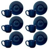 Conjunto Com 6 Xícaras E Pires Para Café Porto Brasil Coup Em Cerâmica Feldspática - 112ml