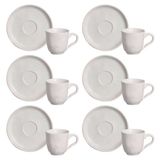 Conjunto Com 6 Xícaras E Pires Para Café Porto Brasil Bio Vit Em Stoneware - 120 Ml