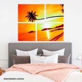 Conjunto de 4 Telas Decorativas em Canvas Por do Sol Tailandia  Único