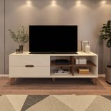 Rack para TV até 60 Polegadas 2 Gavetas 4 Nichos Verona Artely Off White/pinho