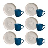 Conjunto Com 6 Xícaras E Pires Para Café Porto Brasil Bio Porto Em Stoneware - 120 Ml