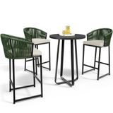 Kit Mesa Bistrô Com 03 Banquetas Área Gourmet D04 Verde