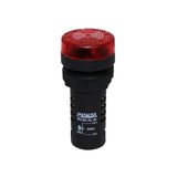 Sinaleiro Sonoro E Iluminado 22mm 24v Vermelho Modelo Bz