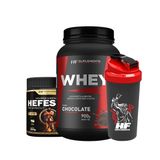 Whey Protein Chocolate 900g + Pré Treino Limonada + Coq