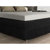 Saia Para Cama Box Solteiro Preto Elástico Duplo