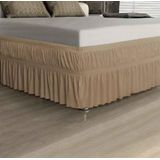 Saia Para Cama Box Casal Padrão Caqui Pronta