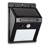 Luminária De Parede Solar 30 Leds Sensor Movimento Luz Preto