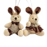 Mini Coelho Casal Marrom Pendente 10x6x5cm Enfeite De Páscoa