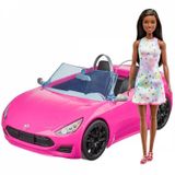 Boneca Barbie Negra Com Carro Conversível Rosa Hby30 Mattel