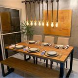 Mesa Jantar Madeira Pés De Ferro Estilo Industrial 1,50 Mts