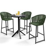 Kit Mesa Bistrô Com 03 Banquetas Área Gourmet D04 Verde
