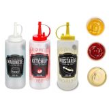 Kit 3 Bisnagas Pote Plástica Maionese Ketchup Mostarda 350ml