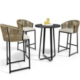 Kit Mesa Bistrô Com 03 Banquetas Área Gourmet D04 Bege