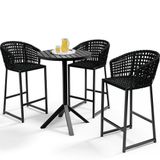Kit Mesa Bistrô Com 03 Banquetas Área Gourmet D04 Preto