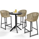 Kit Mesa Bistrô Com 03 Banquetas Área Gourmet D04 Bege