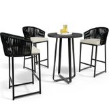 Kit Mesa Bistrô Com 03 Banquetas Área Gourmet D04 Preto