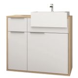 Balcão Gabinete Para Banheiro 80cm 2 Gavetas Com Cuba Branco