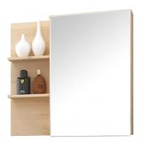Armário Aéreo Banheiro 80cm Espelho Jazz B06 Faia Branco