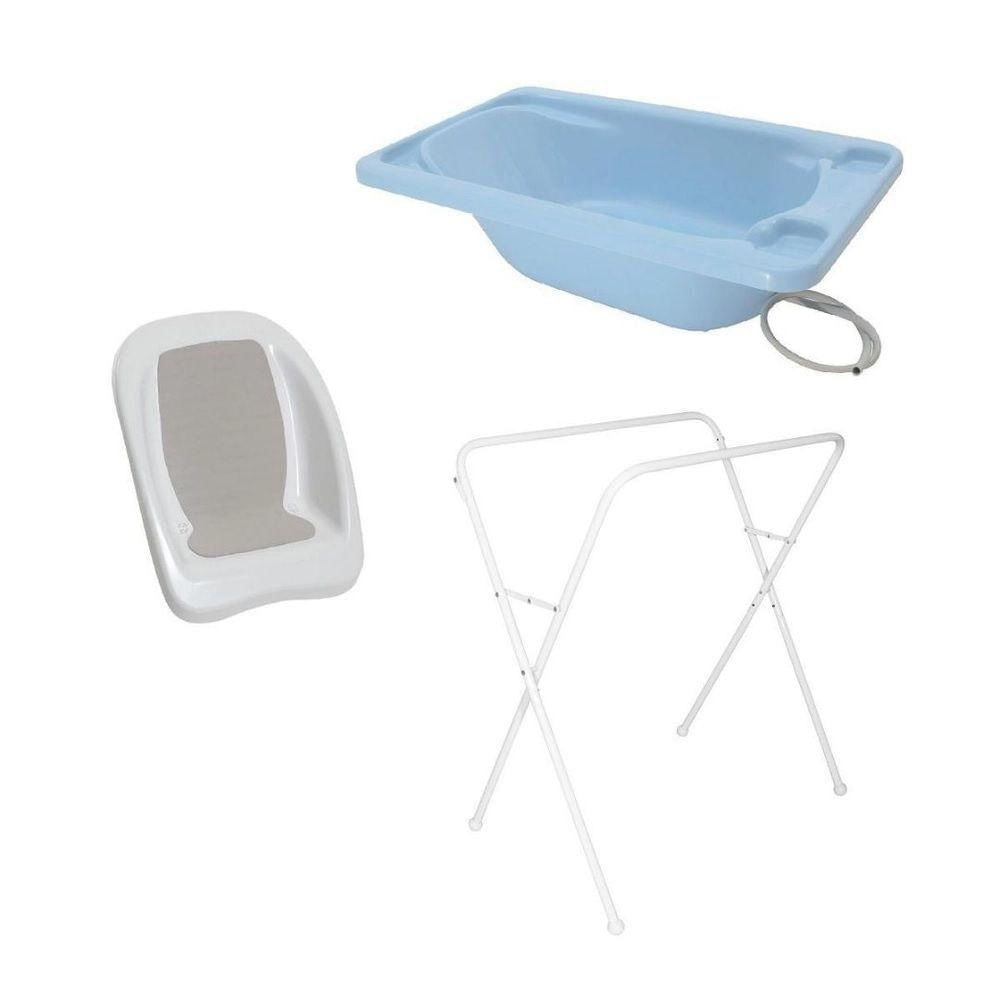 Banheira De Bebe Plastica Galzerano Acqua Trio Azul