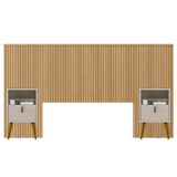 Kit Cabeceira Casal 240cm Com Mesa De Cabeceira Carvalho