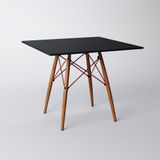 Mesa Eiffel Cobre Tampo De Madeira Quadrada 90cm Preto Preto