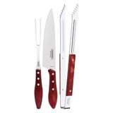 Jogo Trinchante Tramontina Inox Vermelho 03pçs